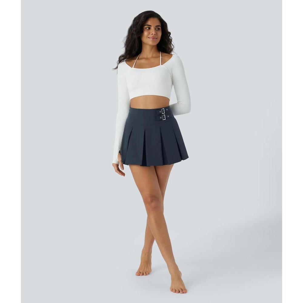NWT Halara High Waisted Buckle 2-in-1 Side Pocket Mini Dance Skirt Size Large - Picture 8 of 8
